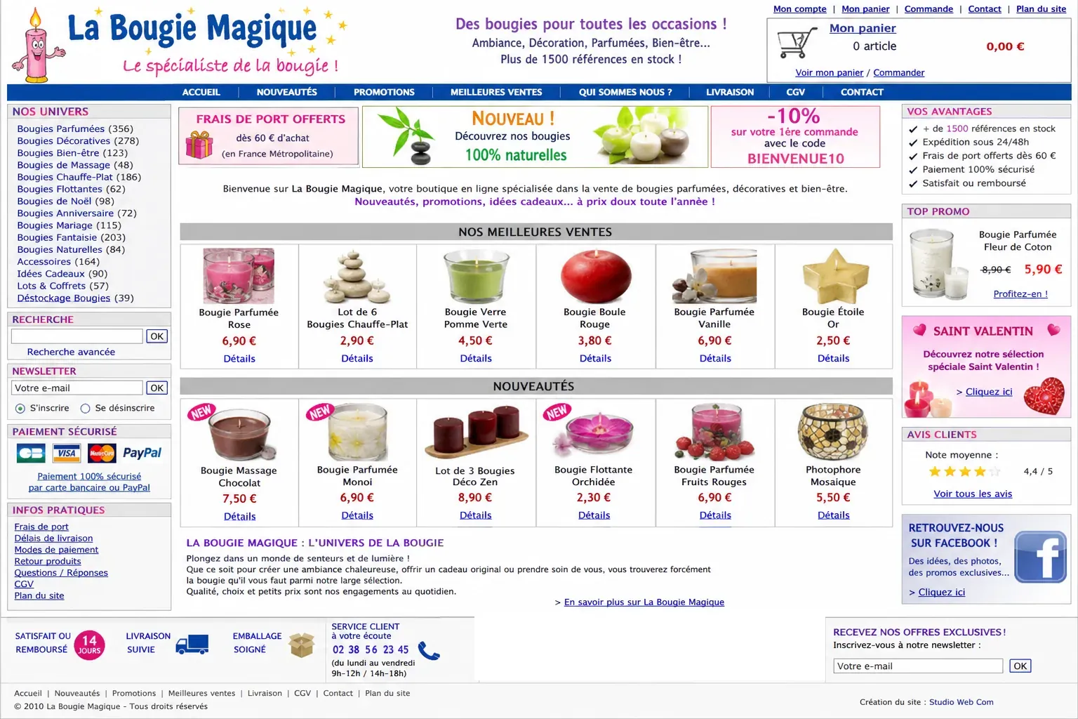 Exemple de boutique avant optimisation par UNYX