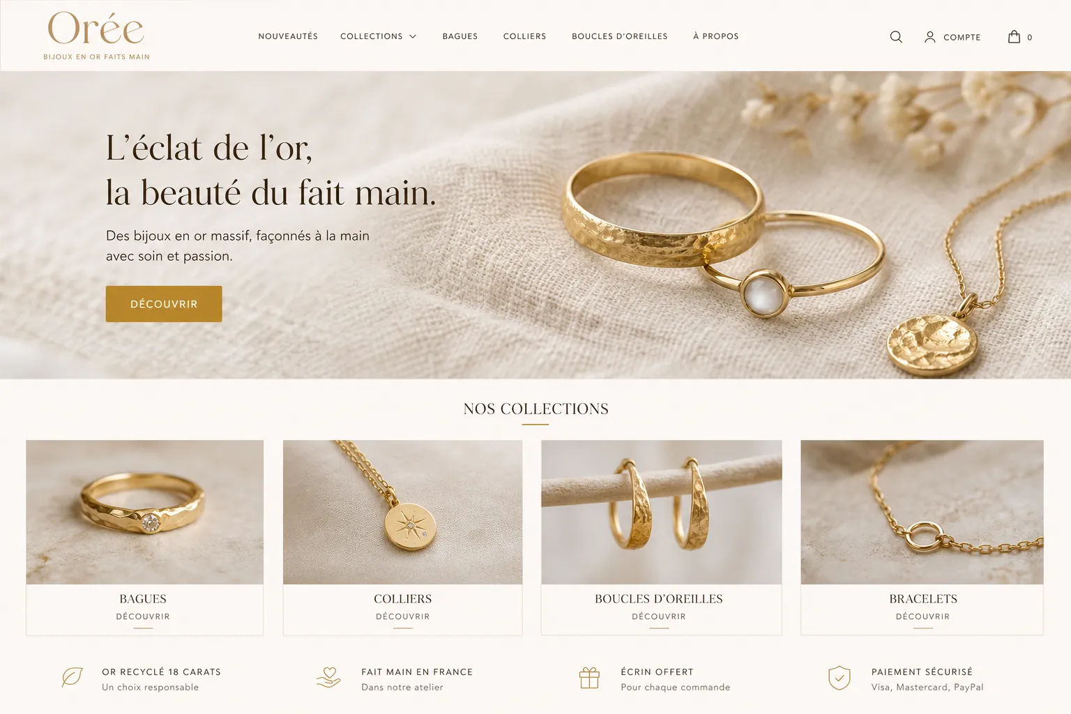 Exemple de boutique e-commerce conçue par UNYX