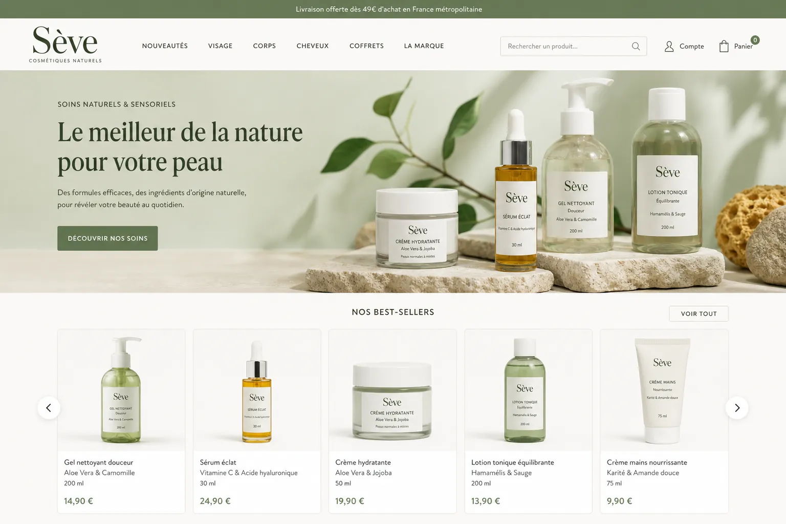 Exemple de boutique e-commerce conçue par UNYX