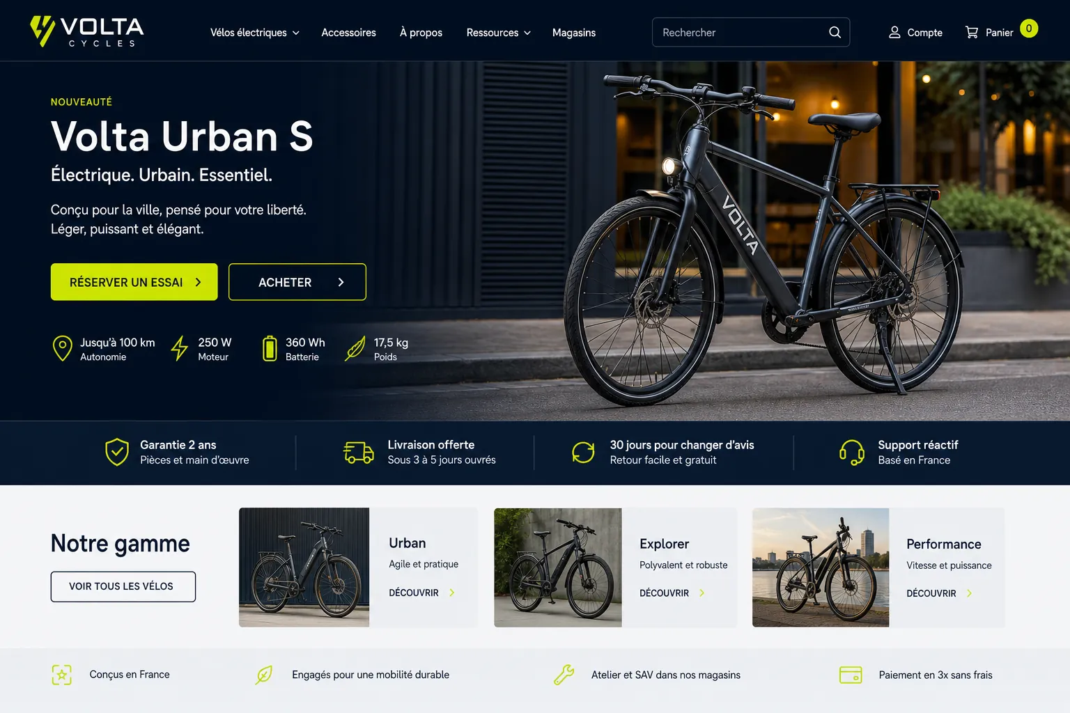 Exemple de boutique e-commerce conçue par UNYX